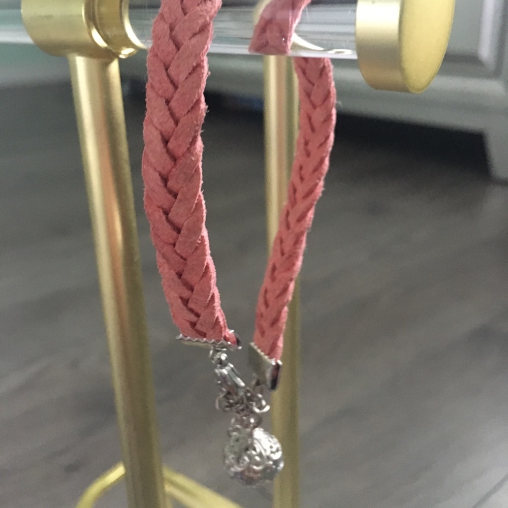 Braided pink suede bracelet